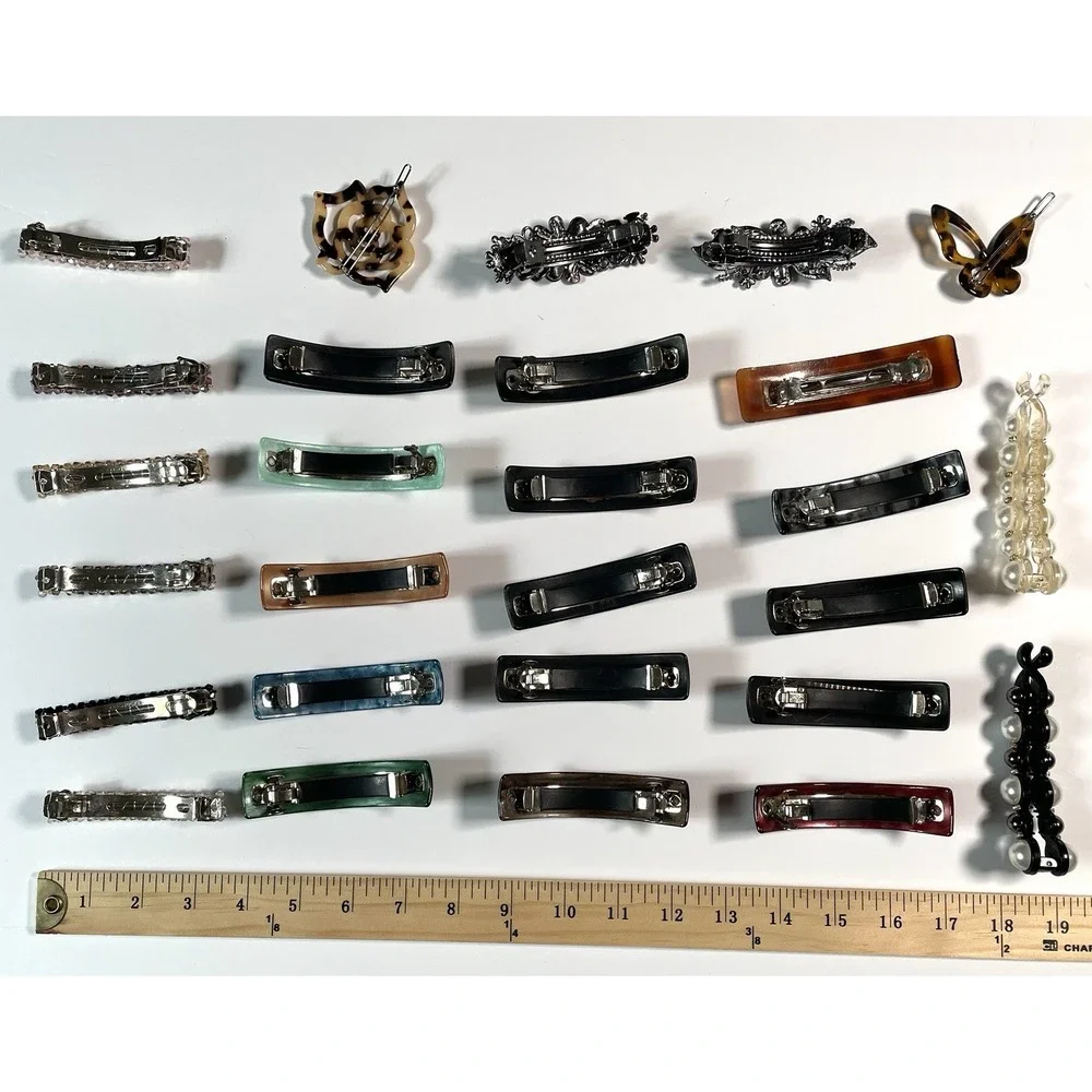 27 Pc Fancy Hair Clips Barrettes Set Colorful Pearl Rhinestone Cute Trendy Lot